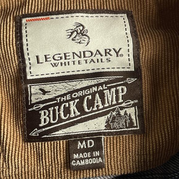 Legendary Whitetails Shirt Mens Medium Blue Gray Plaid Buck Camp Flannel Hunting - Picture 5 of 9